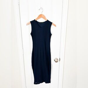 Daniela Corte Navy V-Neck Midi Dress Size Small (38)